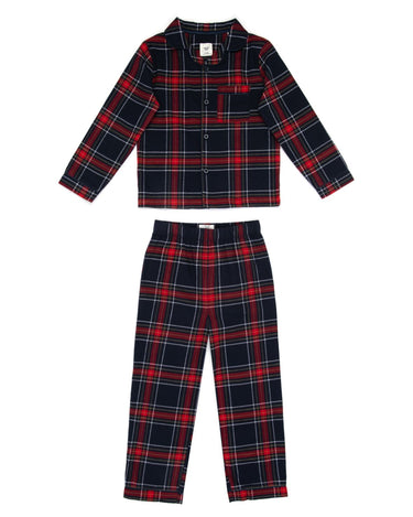 Kids' Flannel Red & Navy Check Print Long Pyjama Set